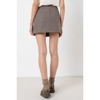 ARMANI EXCHANGE, Fusta din amestec de lana cu model houndstooth, Maro inchis, Negru, Bej, 8