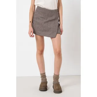 ARMANI EXCHANGE, Fusta din amestec de lana cu model houndstooth, Maro inchis, Negru, Bej, 8