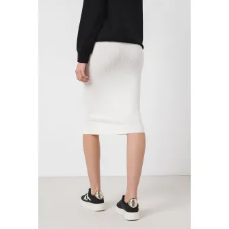 ARMANI EXCHANGE, Fusta midi cu model logo, Alb fildes, XS