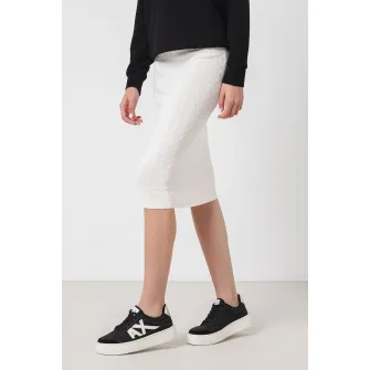 ARMANI EXCHANGE, Fusta midi cu model logo, Alb fildes, XS