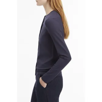 CALVIN KLEIN, Cardigan cu decolteu la baza gatului, Bleumarin, S
