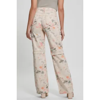 GUESS, Blugi drepti cu imprimeu floral, Piersica, Albastru deschis, Crem, W28-L33