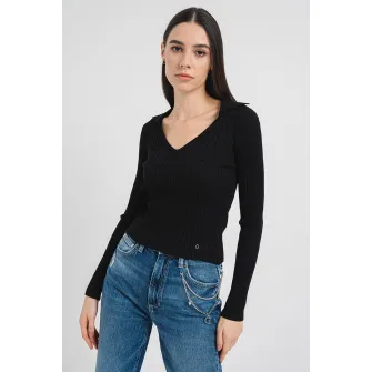 GUESS, Pulover polo cu striatii, Negru, M