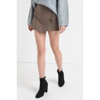 Gina Tricot, Fusta-pantalon cu talie inalta, Maro fango, 34