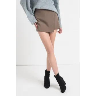 Gina Tricot, Fusta-pantalon cu talie inalta, Maro fango, 34