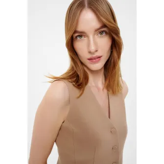 GreenPoint, Vesta cu model uni, Maro nisip, 42