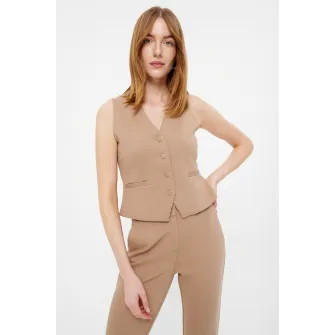 GreenPoint, Vesta cu model uni, Maro nisip, 42