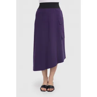 Helmidge, Fusta midi cu talie inalta si terminatie asimetrica, Violet, 10