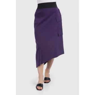 Helmidge, Fusta midi cu talie inalta si terminatie asimetrica, Violet, 10