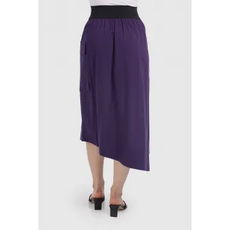 Helmidge, Fusta midi cu talie inalta si terminatie asimetrica, Violet, 10