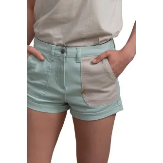 KAFT, Pantaloni scurti de denim cu buzunar constrastant, Gri deschis, Albastru glaciar, M