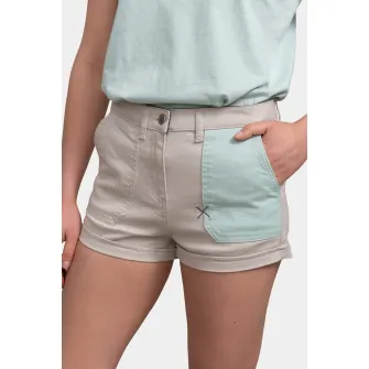 KAFT, Pantaloni scurti de denim cu buzunar constrastant, Maro taupe deschis, Albastru glaciar, M