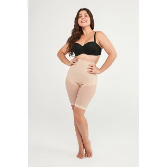 Penti, Pantaloni scurti modelatori cu insertii semi-transparente, Bej, 2XL