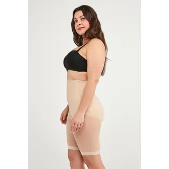 Penti, Pantaloni scurti modelatori cu insertii semi-transparente, Bej, 2XL