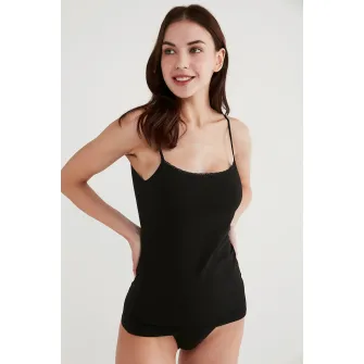 Penti, Top de casa cu bretele ajustabile, Negru, M