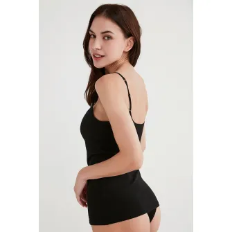 Penti, Top de casa cu bretele ajustabile, Negru, M