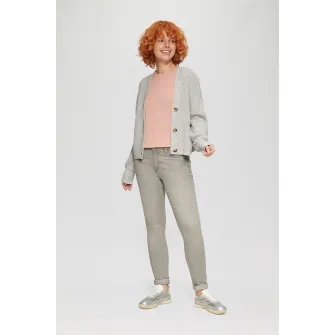 Q/S by s.Oliver, Pulover cu maneci raglan si aspect stralucitor, Piersica, L