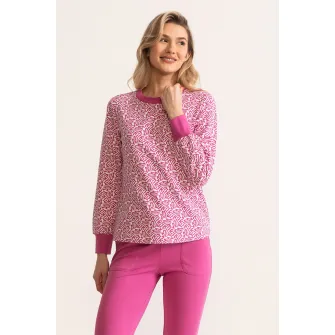 Soft & Seven BY SOFIAMAN, Trening lung de bumbac Kira, Alb, Roz aprins, XL