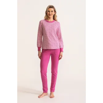 Soft & Seven BY SOFIAMAN, Trening lung de bumbac Kira, Alb, Roz aprins, XL