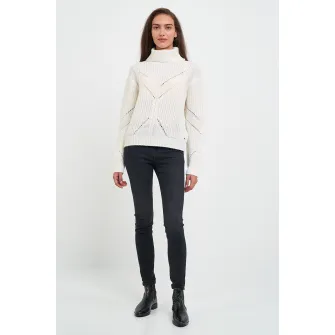 TIMEOUT, Pulover regular fit cu guler inalt, Alb, XL