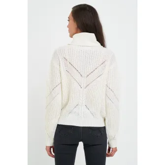 TIMEOUT, Pulover regular fit cu guler inalt, Alb, XL