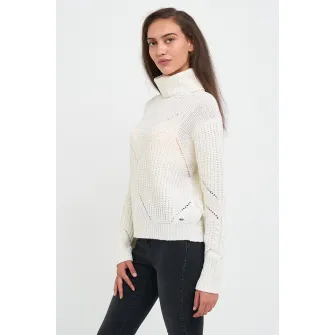 TIMEOUT, Pulover regular fit cu guler inalt, Alb, XL