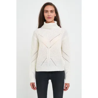 TIMEOUT, Pulover regular fit cu guler inalt, Alb, XL