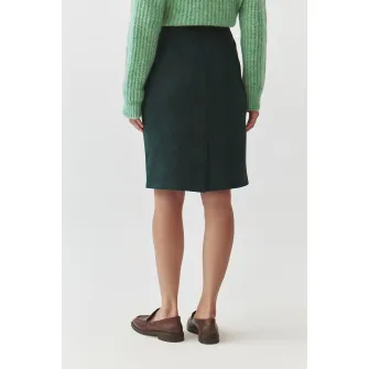Tatuum, Fusta din piele intoarsa sintetica cu croiala creion, Verde inchis, 36