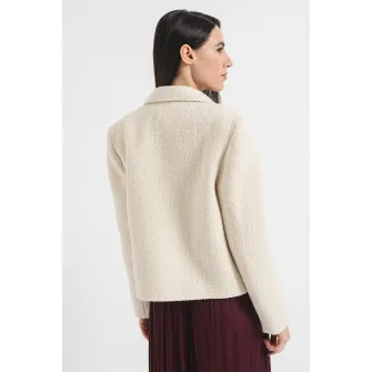 Tommy Hilfiger, Sacou din amestec de lana cu model boucle, Crem, 34