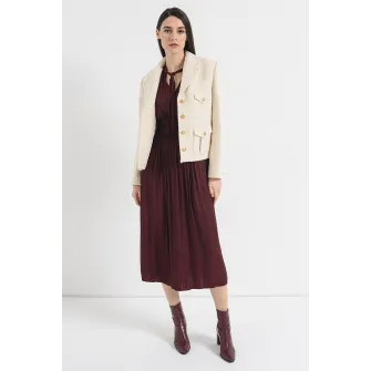 Tommy Hilfiger, Sacou din amestec de lana cu model boucle, Crem, 34