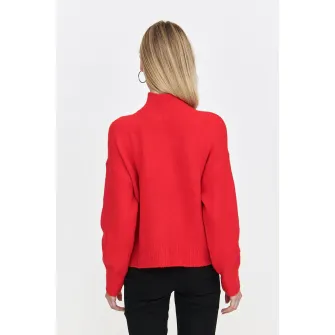 Top Secret, Pulover cu guler inalt si maneci cazute, Rosu, 42