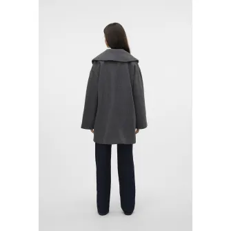 Vero Moda, Palton cu doua randuri de nasturi Londyn, Gri inchis melange, M
