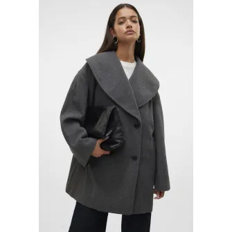 Vero Moda, Palton cu doua randuri de nasturi Londyn, Gri inchis melange, M