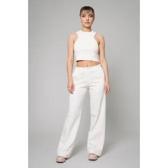 uFIT, Set de top crop si pantaloni de trening, Alb, L