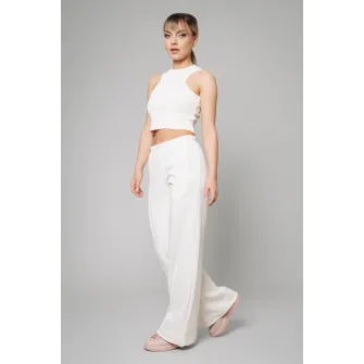 uFIT, Set de top crop si pantaloni de trening, Alb, L