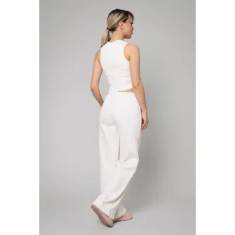 uFIT, Set de top crop si pantaloni de trening, Alb, L