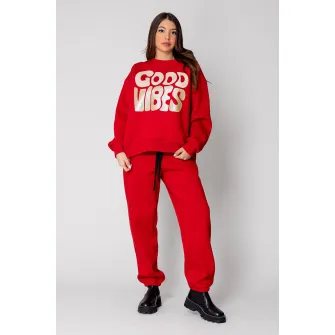 uFIT, Trening cu imprimeu text, Rosu vermillion, XS-S