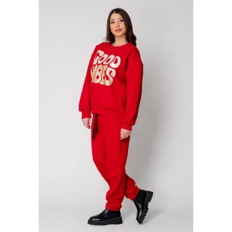 uFIT, Trening cu imprimeu text, Rosu vermillion, XS-S