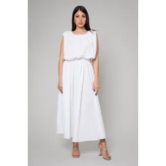 uFIT,UFIT20547, Set de fusta lunga si top relaxed fit din bumbac, Alb, L