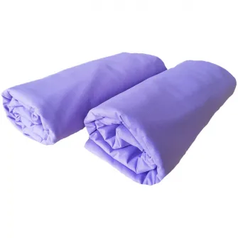 Set 2 bucati Cearsaf de pat cu elastic Kotonia Home, 100% bumbac, Ranforce, 90x200+20 cm, lila