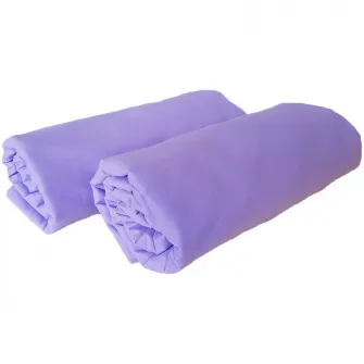 Set 2 bucati Cearsaf de pat cu elastic Kotonia Home, 100% bumbac, Ranforce, 90x200+20 cm, lila