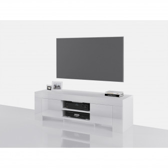 Comoda TV Irim Luca, 150x45x45 cm, 2 usi 2 spatii deschise. culoare Alb