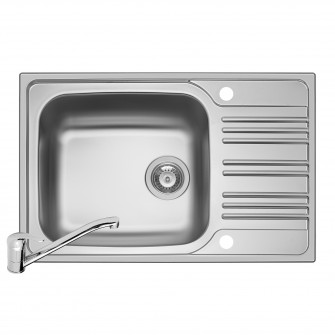 Pachet chiuveta inox + Baterie bucatarie Pyramis, 780x500mm, adancime 190mm, montare pe blat, finisaj texturat