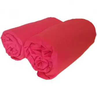Set 2 bucati Cearsaf de pat cu elastic Kotonia Home, 100% bumbac, Ranforce, 90x200+20 cm, rosu