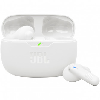 Casti In-Ear JBL Wave Beam 2, True Wireless, Bluetooth, ANC, IP54, Autonomie 40 ore, Multi-Point, Alb