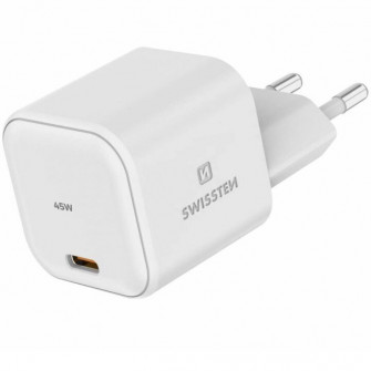 Incarcator Retea Swissten GaN 1x USB-C 45W, Alb