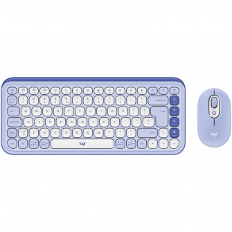 Kit Wireless Tastatura + Mouse Logitech POP ICON COMBO, Bluetooth, EasySwitch, Lilac