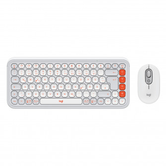 Kit Wireless Tastatura + Mouse Logitech POP ICON COMBO, Bluetooth, EasySwitch, OffWhite