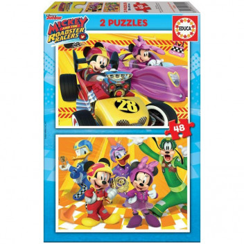 Puzzle 2 in 1 Educa - Disney Mickey Mouse and the roadster racers, 2x48 ...