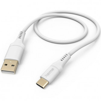 Cablu de incarcare Flexible Hama, USB-A - USB-C, 1,5 m, silicon, alb